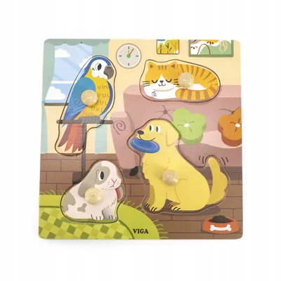 Immagine prodotto di VIGA Puzzle in legno con pioli Animali domestici