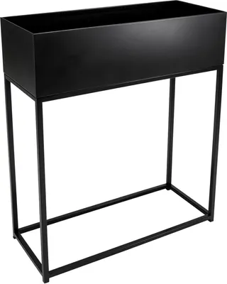 Produktbild von VIVANNO Blumenkasten pulverbeschichtetes Stahlblech STYLE Kasten, Schwarz matt - 60x25x78 cm