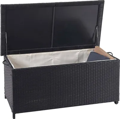 Obrázok produktu pre Polyratanový záhradný úložný box HWC-D88 - prémiová čierna, 51x100x50cm 170l
