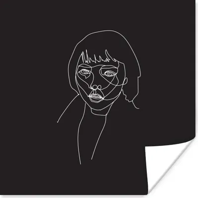 Produktbild von MuchoWow® Poster Strichzeichnung - Frau - Schwarz - Weiß 75x75 cm - Wand Dekoration