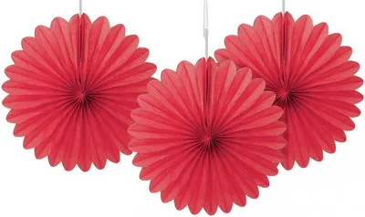 Produktbild von Unique Party 63255, Dekorativer Ventilator, Rot, Papier, 3 Stück(e), 15 cm