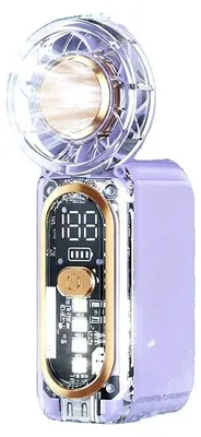 Imagen del producto de Ventilador de mano, 100 niveles de velocidad, batería de 2000mAh, color lila