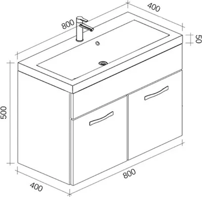 Image de Meuble de salle de bain Paso 01 80 x 40 cm lavabo Chene – Armoire de rangement