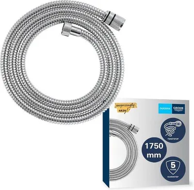 Obrázok produktu pre Kovová sprchová hadica (1750 mm, zosilnená konštrukcia, odolná proti ohybu a vysokým teplotám), chróm