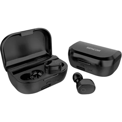 Obrázek produktu pro SENCOR SEP 520BT BK TWS True Wireless Stereo –TWS, BT 5.0, Mikrofon, Bluetooth v5.0, doba přehrávání 7 h, kapacita 2200 mAh, Micro- USB, Funkce powerbanky, PB, USB-A