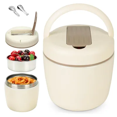 Thermo-Lunchbox 1200 ml, Edelstahl, BPA-frei, warmhaltend, mit Löffel