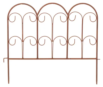 Produktbild von B & S Beetzaun Beeteinfassung Rostoptik Metall 53 cm breit mit 3 fach geschwungenen Bögen