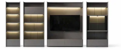 Image de Salon, meuble TV moderne, gris, design, ensemble complet avec étagères