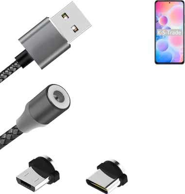 Produktbild von K-S-Trade Hochwertiges Magnet-Lade-kabel Sync-Kabel Daten-Kabel für Xiaomi Redmi K40 mit USB-Typ-C-Anschluss und Micro-USB-Anschluss 2A bis zu