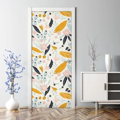 Produktbild von Dekorative Türtapete selbstklebend Klebefolie Türposter Türaufkleber Pastell Blumen 85 x 200 cm