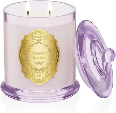 Immagine prodotto di Candela profumata Lavanda e Vaniglia, 360 g, cera di soia, durata di combustione di 60 ore, ideale per l'aromaterapia