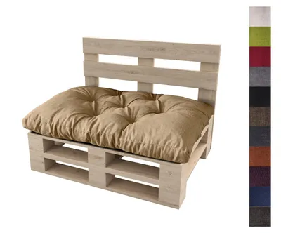 Produktbild von sunnypillow Palettenkissen für Gartenmöbel - Sitzkissen 120 x 80 cm - Palettenauflage für Palettensofa - Palettenpolster, Sitzpolster für Palettenmöbel - Gesteppte Gartenkissen - Kissen Beige