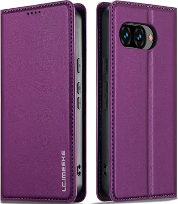 Obrázek produktu pro Magnetické flipové kožené pouzdro pro Google Pixel 9A, s přihrádkou na karty a funkcí stojánku Fialová