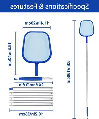 Produktbild von Schwimmbad-Netz - Laubfänger - Wasserreiniger - Teleskopstiel - 120 cm - Blau