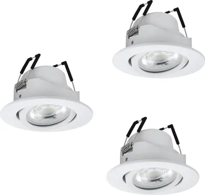 Zdjęcie produktu dla Zestaw 3 lamp sufitowych LED EGLO connect.z Smart-Home Saliceto-Z, średnica 8,8 cm, lampy wpuszczane ZigBee, kompatybilne z Matter, sterowanie za pomocą aplikacji i głosu (Alexa), RGB, możliwość regulacji jasności