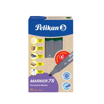 Obrázek produktu pro Pelikan 711, Zelená, Zelená, Šedá, Karton, Textil, Kov, Plast, Dřevo, Krabice, 10 kusů