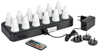Produktbild von Duni LED-Set Warmweiß & Mehrfarbig Wiederaufladbar 12 Stück 70 x 40 mm 12 Std