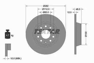 Produktbild von 2 Textar Bremsscheiben 282mm hinten Audi Seat Skoda VW