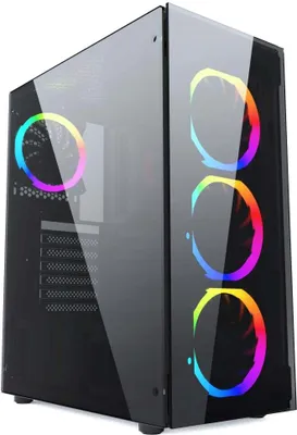 Produktbild von Gembird CCC-FC-1500RGB Computer-Gehäuse Midi Tower Schwarz, Transparent