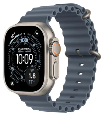 Image de Bracelet Apple Ocean pour Apple Watch | 44/45/46/49 mm - Bleu ancre / Titane naturel
