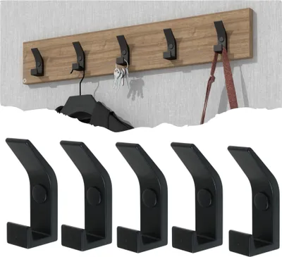 Produktbild von Doppelhaken verschraubt Wandmontage Schwarz 5 Stück