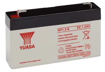 Produktbild von Yuasa NP1.2-6, Plombierte Bleisäure (VRLA), 6 V, 1 Stück(e), Schwarz, Weiß, 5 Jahr(e), 20 h