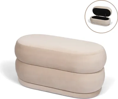 Obrázok produktu pre Milton & Oldbrook zamatový puf + úložný box Catania Beige