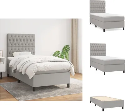 Produktbild von vidaXL Boxspringbett mit Matratze Hellgrau 90x200 cm Stoff -  Betten & Bettgestelle