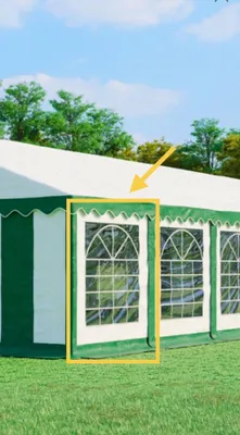 Image de Paroi latérale avec fenêtre 2x2 m pour tente de réception – PVC - Vert et blanc