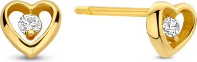 Produktbild von New Bling 9NBG-0712 Gold-Ohrringe - Ohrringe - Herzen - 3,8x4,2 mm - Zirkonia - Ohrstecker - 14 Karat - Gold