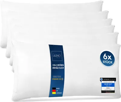Produktbild von LILENO HOME 6er Set Kissenfüllung 40x80 cm - 40°C waschbares Innenkissen geeignet für Allergiker - Polyester Kisseninlet als Couchkissen, Sofa Kissen, Cocktailkissen und Kopfkissen