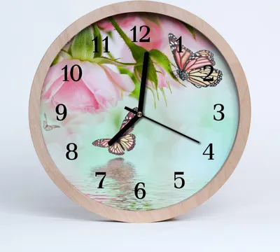 Produktbild von Holzuhr 20fi cm wanduhr - Fließende Schmetterlinge Tiere