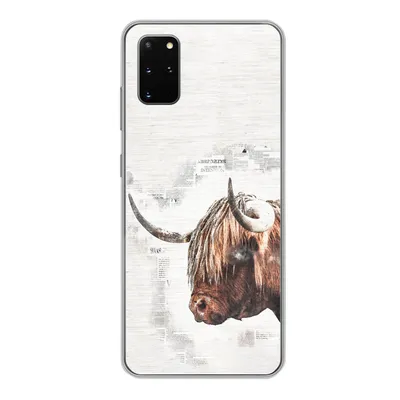 Produktbild von MuchoWow® Handyhülle Schutzhülle Hülle für Samsung Galaxy S20 Plus Scottish Highlander - Tiere - Zeitungspapier Silikon Softcase Handy Hülle - Hartschale