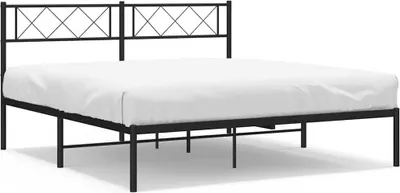 Productafbeelding van vidaXL Bedframe met hoofdeinde, metaal, zwart, 150x200 cm