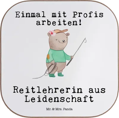 Produktbild von Mr. & Mrs. Panda Untersetzer Tasse Reitlehrerin Leidenschaft - Weiß - Geschenk, Tischschoner, gläseruntersetzer, Gläser, Holzuntersetzer, Tassenuntersetzer, für