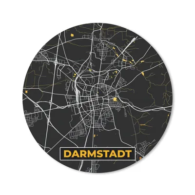 Produktbild von MuchoWow® Mauspad Mousepad Deutschland - Schwarz und Gold - Darmstadt - Stadtplan - Karte 20x20 cm - Mousepads - Maus Mat - Pad - Mausunterlage - Schreibtischmatte