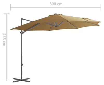 Produktbild von vidaXL Ampelschirm mit Stahl-Mast 300 cm Taupe