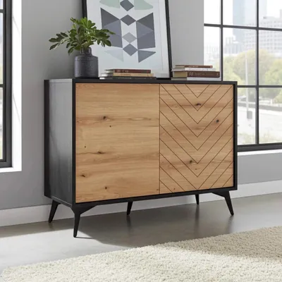 Produktbild von RAVIO Zweitürige Kommode Diamond K104 im skandinavischen Stil Sideboard mit "Push to Open" system Metallfüße