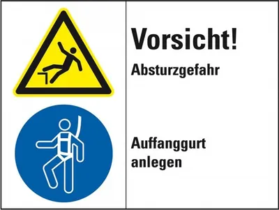 Produktbild von Dreifke® Schild I Kombischild Vorsicht!Absturzgefahr..., Kunststoff, 200x150m...