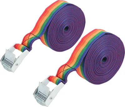 Produktbild von Spanngurte mit Schnellverschluss, verstellbare Zurrgurte mit Zinklegierungsschnalle, 4m/13.1ft, 25mm breit, Regenbogen, 2 Stück für Transport & Sicher