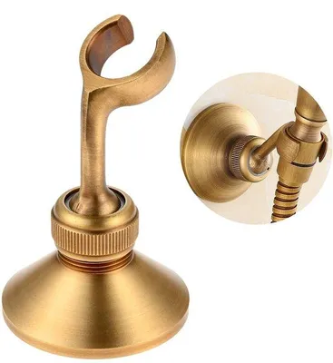 Image de Support de pomme de douche vintage en laiton, support pour douchette à main avec vis, support de pomme de douche vintage (doré, montage par perçage)