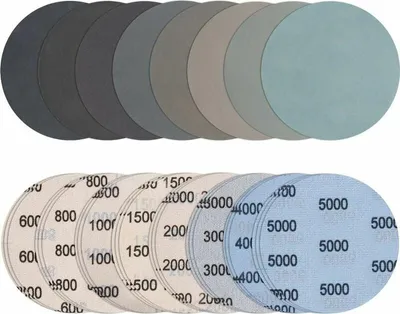 Obrázek produktu pro 24 kusů 125 mm brusný papír pro mokré/suché broušení, kulatý brusný papír zrnitosti 600/800/1000/1500/2000/3000/4000/5000 Brusný papír brusné kotouče pro leštění kovu dřeva