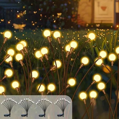 Zdjęcie produktu dla Wodoodporne lampki solarne, zestaw 4 sztuk, 10 diod LED, dekoracyjne, do ogrodu i na taras