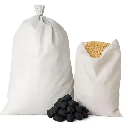 Zdjęcie produktu dla 100x worek worki na zboże mąkę węgiel gruz śmieci PP 100 szt 50x80 cm 30 kg gęstotkane atest żywność