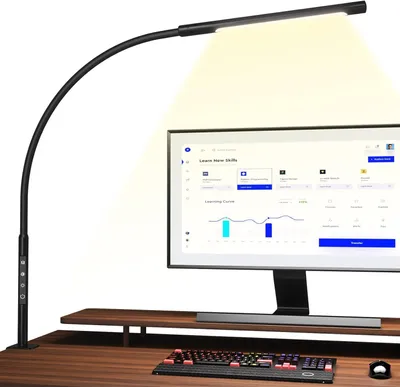 Produktbild von LED-Schreibtischlampe, Architektenleuchte mit Augenschutz, einstellbarer Dimmung und Farbtemperatur, mit Speicherfunktion und Timer, 12 W