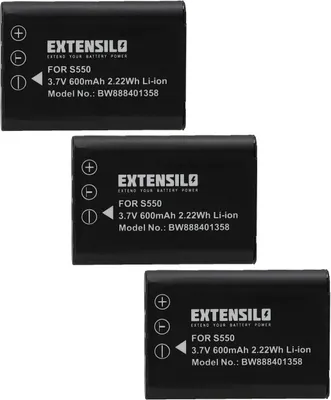 Produktbild von EXTENSILO 3x Akku kompatibel mit Canon IXUS 285 HS, IXUS 285 HS A Kamera (600 mAh, 3,7 V, Li-Ion)