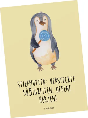 Produktbild von Mr. & Mrs. Panda Postkarte Stiefmutter Herzen - Gelb Pastell - Geschenk, Humor, Postkarten, Bonusmutter, Familienmitglieder, Dankeschön, Herz, Stiefkind, bildkarte