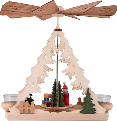 Obrázok produktu pre Pyramída s Otcom Vianoc, na čajové sviečky šírka x výška x hĺbka 24,5 cm x 26 cm x 7,5 cm NOVINKA