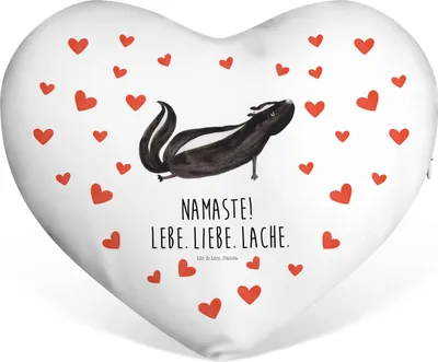 Produktbild von Mr. & Mrs. Panda Kuschelkissen Stinktier Yoga - Weiß - Geschenk, Herz Kissen, Sofakissen, Liebe, Wildtier, Dekokissen, Lebe, dekoartikel, Herzkissen, Namaste, Raubtier