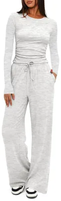 Produktbild von Darong 2-teiliges Damen-Set, Herbst-Outfits, langärmelig, weites Bein, Trainings